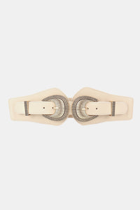 Thumbnail for Shell Double Buckle Elastic Wide Belt