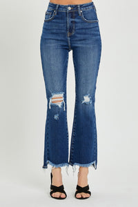 Thumbnail for RISEN High Rise Distressed Crop Flare Jeans