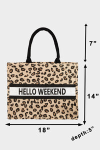 Thumbnail for Fame Letter Graphic Leopard Tote Bag