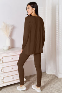 Thumbnail for Basic Bae Full Size V-Neck Soft Rayon Long Sleeve Top and Pants Lounge Set