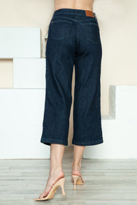 Thumbnail for Judy Blue Full Size Side Seam Braid Detail Crop Wide Leg Jeans