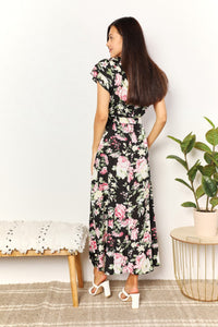 Thumbnail for Perfee Floral Flutter Sleeve Tie-Waist Split Dress