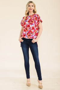 Thumbnail for Celeste Full Size Round Neck Short Sleeve Floral T-Shirt