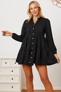 Thumbnail for Ruffled Button Up Long Sleeve Tiered Shirt