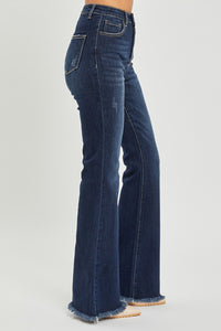 Thumbnail for RISEN High Waist Raw Hem Flare Jeans