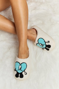 Thumbnail for Melody Love Heart Print Plush Slippers