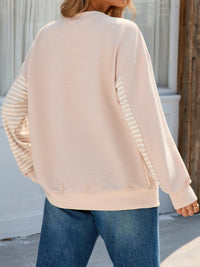 Thumbnail for Striped Patchwork Long Sleeve Sweatshirt