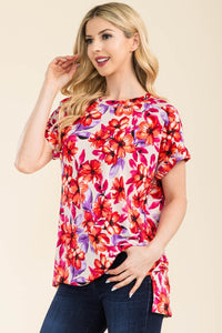 Thumbnail for Celeste Full Size Round Neck Short Sleeve Floral T-Shirt