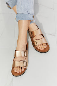 Thumbnail for MMShoes Best Life Double-Banded Slide Sandal in Gold