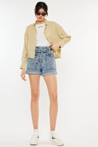 Thumbnail for Kancan Ultra High Rise Paperbag Denim Shorts