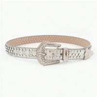 Thumbnail for PU Leather Rhinestone Belt