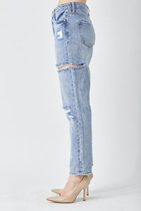 Thumbnail for RISEN Distressed Slim Cropped Jeans