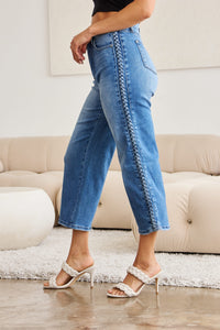 Thumbnail for Judy Blue Full Size Braid Side Detail Wide Leg Jeans