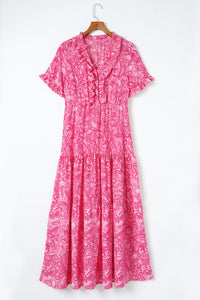 Thumbnail for Paisley Print Flounce Sleeve Maxi Dress