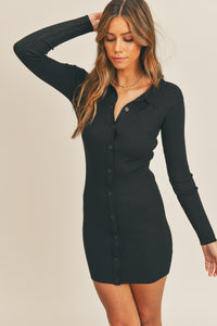 Thumbnail for Mable Button Up Ribbed Mini Shirt Dress