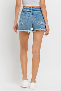 Thumbnail for Lovervet Stepped Waist Raw Hem Denim Shorts