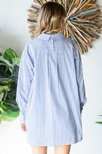 Thumbnail for First Love Striped Button Down High-Low Hem Shirt