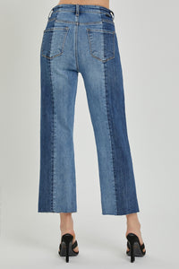 Thumbnail for RISEN Full Size Mid-Rise Waist Two-Tones Jeans with Pockets