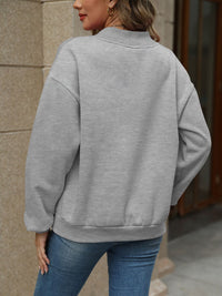 Thumbnail for V-Neck Long Sleeve Dropped Shoulder Sweatshirt