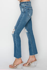 Thumbnail for RISEN High Rise Distressed Ankle Jeans