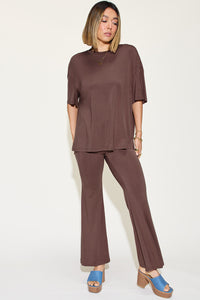 Thumbnail for Basic Bae Full Size Bamboo Drop Shoulder T-Shirt and Flare Pants Set