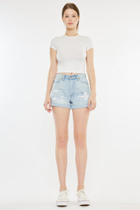 Thumbnail for Kancan High Rise Repaired Mom Denim Shorts