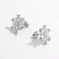 Thumbnail for 925 Sterling Silver Zircon Snowflake Earrings