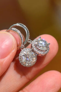 Thumbnail for 2 Carat Moissanite Round Drop Earrings