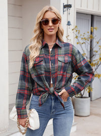 Thumbnail for Mandy Plaid Button Up Long Sleeve Shirt