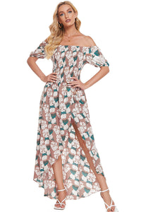 Thumbnail for Floral Off-Shoulder Slit Maxi Dress