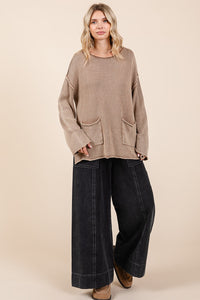 Thumbnail for Mittoshop Mineral Wash Patch Pocket Cut Edge Sweater