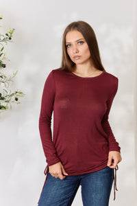 Thumbnail for Culture Code Full Size Drawstring Round Neck Long Sleeve Top