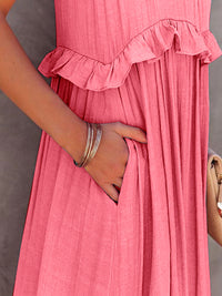 Thumbnail for Ruffled Sleeveless Tiered Maxi Dress with Pockets