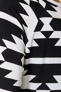 Thumbnail for Heimish Full Size Geometric Notched Neck Long Sleeve Top