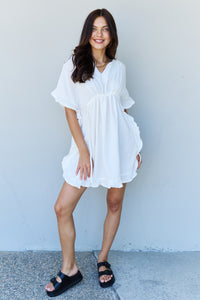 Thumbnail for Ninexis Out Of Time Full Size Ruffle Hem Dress with Drawstring Waistband in White