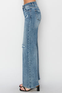 Thumbnail for RISEN Full Size High Waist Distressed Wide Leg Jeans