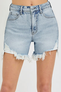 Thumbnail for RISEN High Rise Side Step Hem Denim Shorts