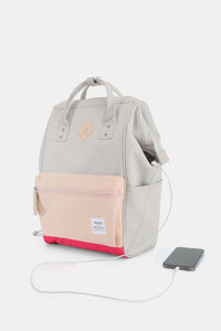 Thumbnail for Himawari Contrast Waterproof Backpack Bag with External USB Port