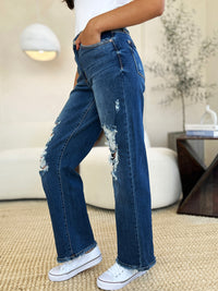 Thumbnail for Judy Blue Full Size Mid Rise Distressed Raw Hem Jeans