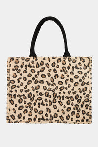 Thumbnail for Fame Letter Graphic Leopard Tote Bag