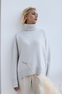 Thumbnail for Basic Bae Turtleneck Dropped Shoulder Long Sleeve Sweater