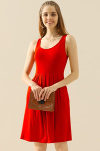 Thumbnail for Doublju Full Size Round Neck Ruched Sleeveless Dress with Pockets