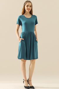 Thumbnail for Ninexis Full Size Round Neck Ruched Dress with Pockets