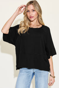 Thumbnail for Basic Bae Full Size Bamboo Round Neck Exposed Seam T-Shirt