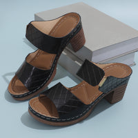 Thumbnail for PU Leather Block Heel Sandals