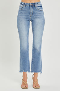 Thumbnail for RISEN Full Size Frayed Hem Cropped Straight Jeans