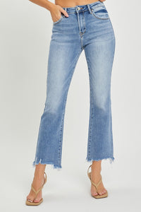 Thumbnail for RISEN Full Size Frayed Hem Cropped Straight Jeans