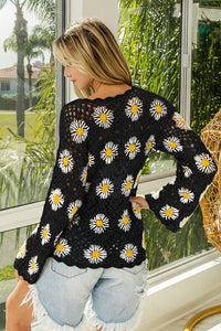 Thumbnail for BiBi Floral Crochet Net Lace Cover Up