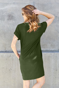 Thumbnail for Basic Bae Full Size Round Neck Short Sleeve Dress with Pockets