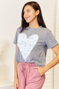 Thumbnail for Simply Love Heart Graphic Cuffed Short Sleeve T-Shirt